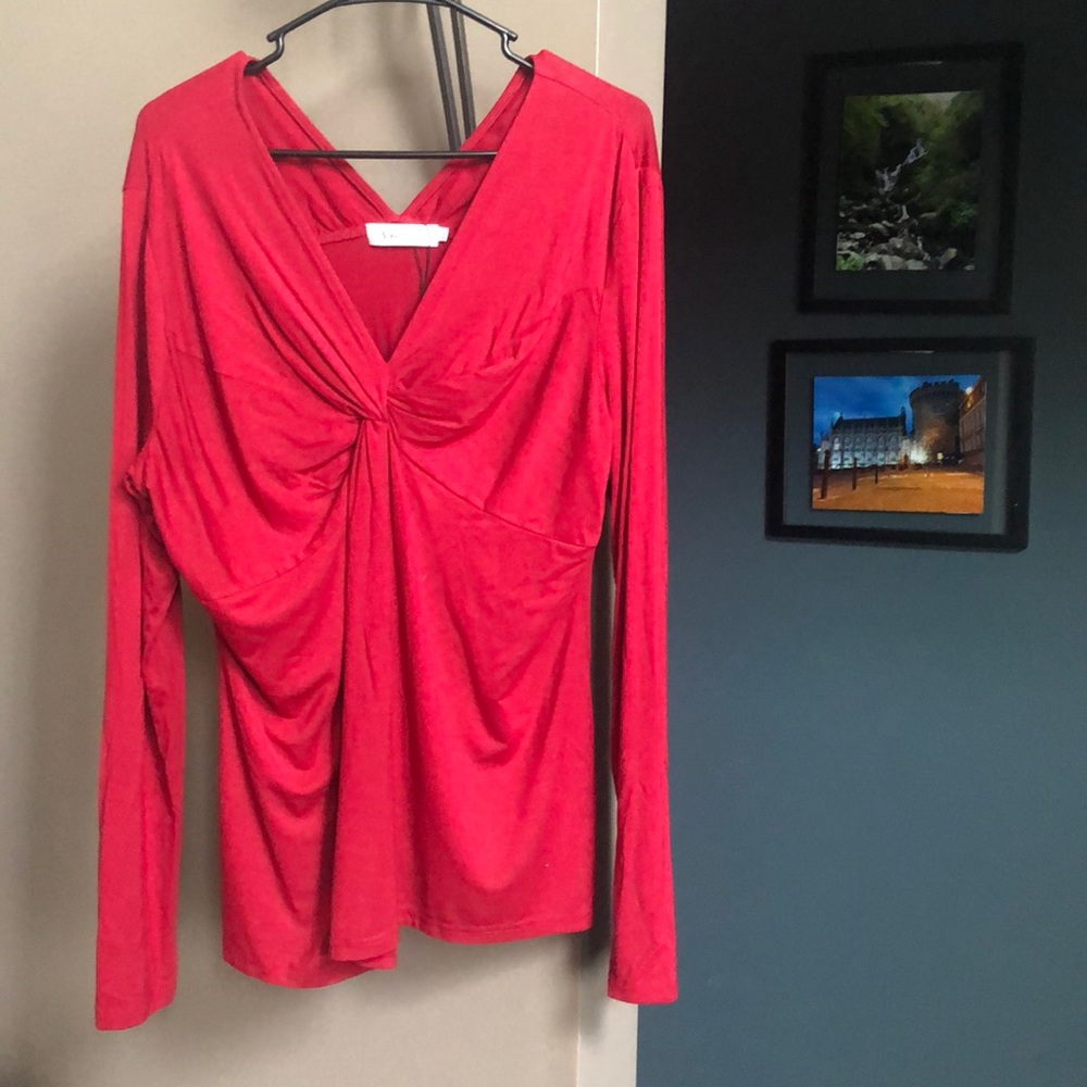 Sexy Red V-Neck Blouse